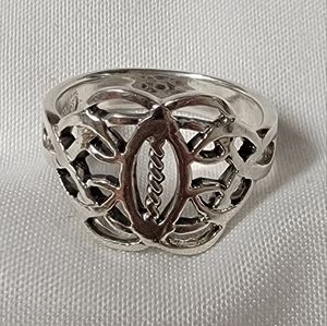 925 Sterling Silver Celtic Knot Ring Designer Signed